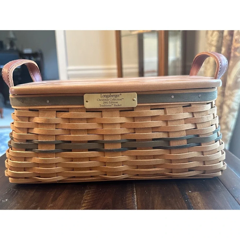 Longaberger 2002 Christmas Collection Traditions Basket Lid & Protector Set